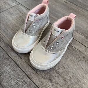 TOMS Toddler Silver and Pink Shoes